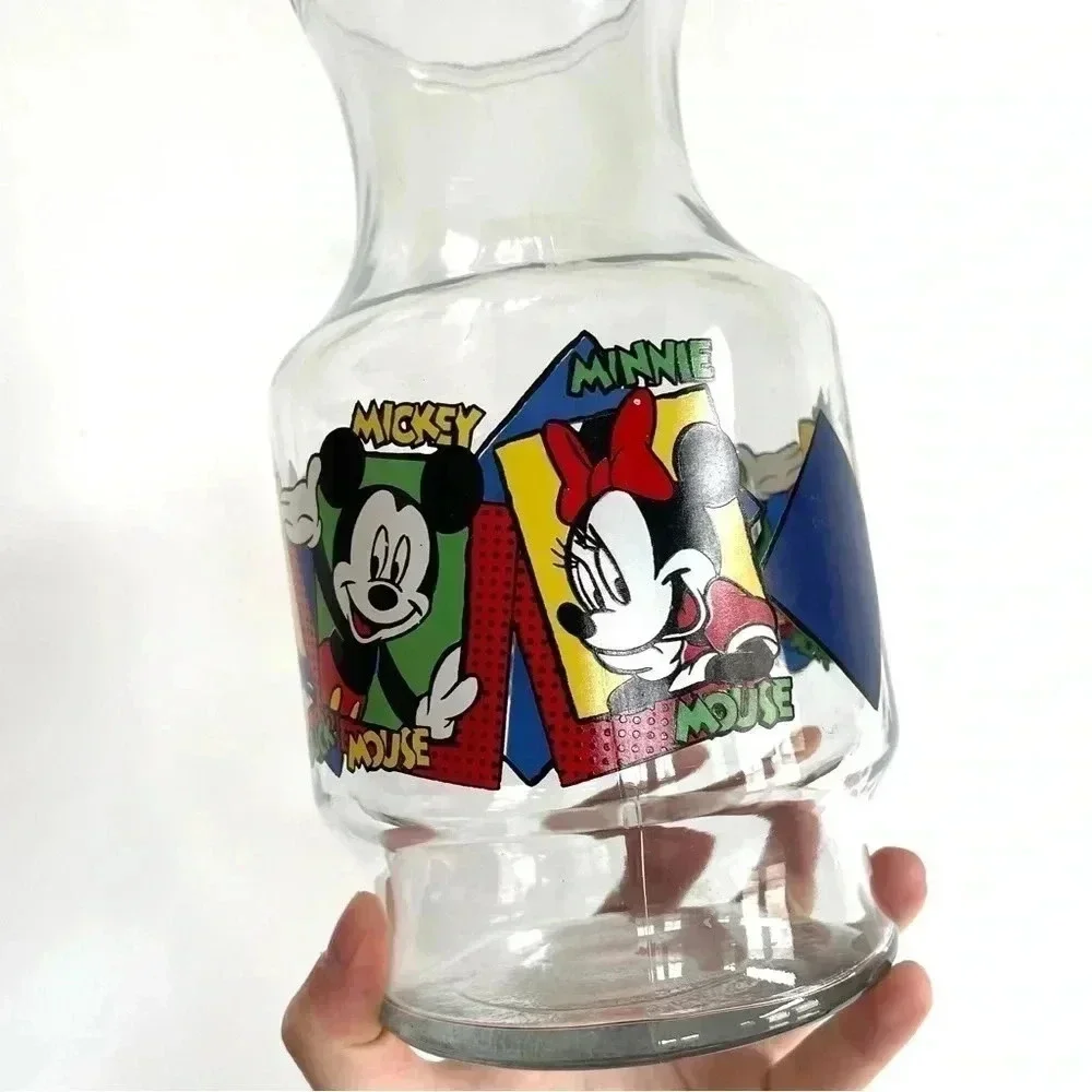 Vintage Disney Carafe Anchor Hocking Glassware Pitcher Mickey Minnie Donald Duck